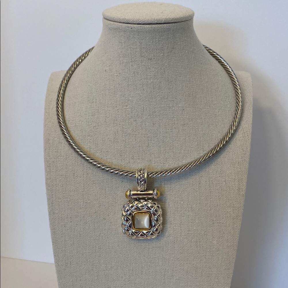 Premier Designs Collar Choker Torque Necklace With Faux Pearl Pendant